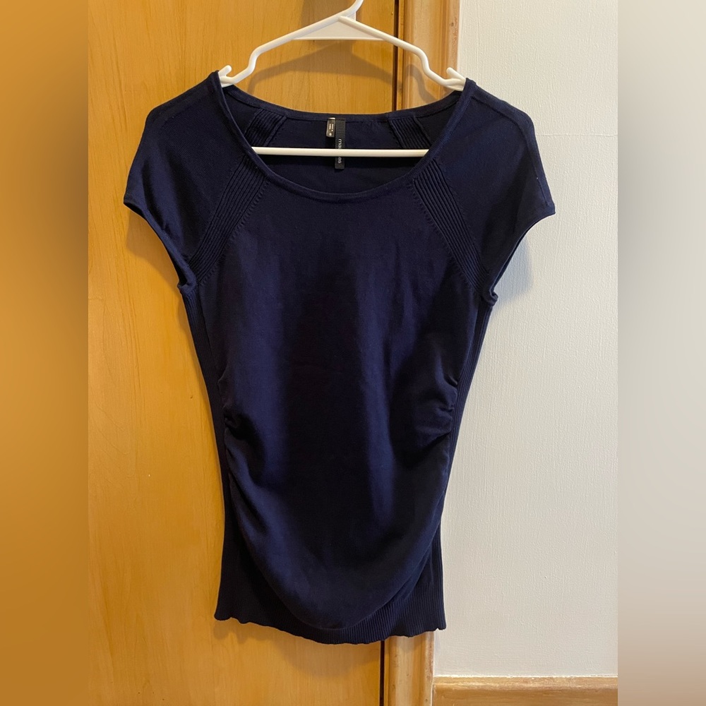 Maurices Navy Short Sleeve Dress Shirt: Size S